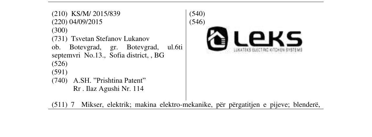 Zëri i markës LEKS Lukates Electric Kitchen Systems në buletin