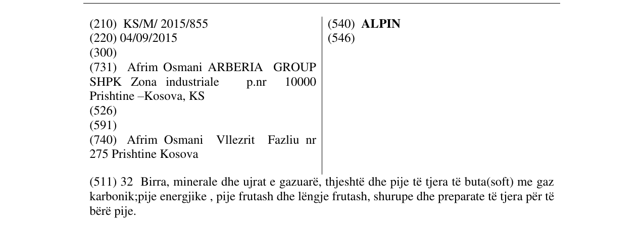 Zëri i markës ALPIN në buletin