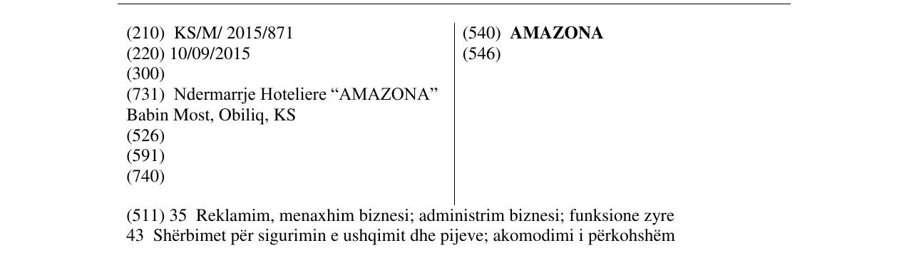 Zëri i markës AMAZONA në buletin