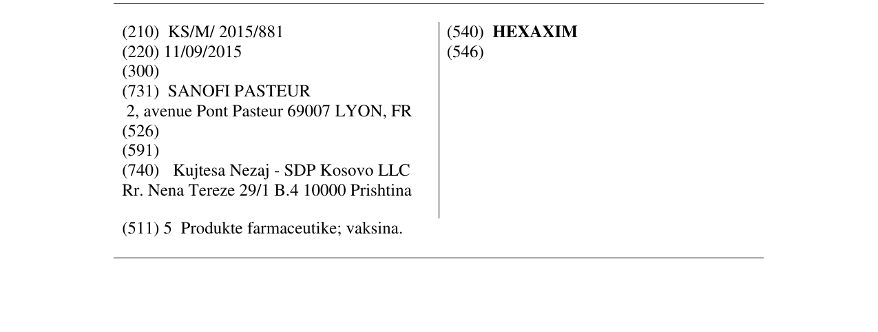 Zëri i markës HEXAXIM në buletin