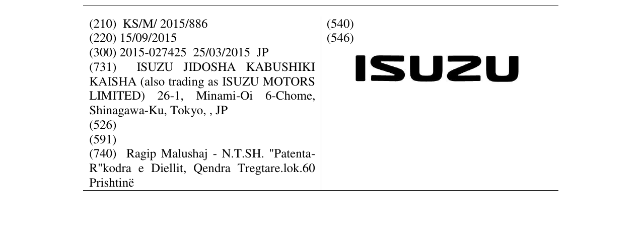 Zëri i markës ISUZU në buletin