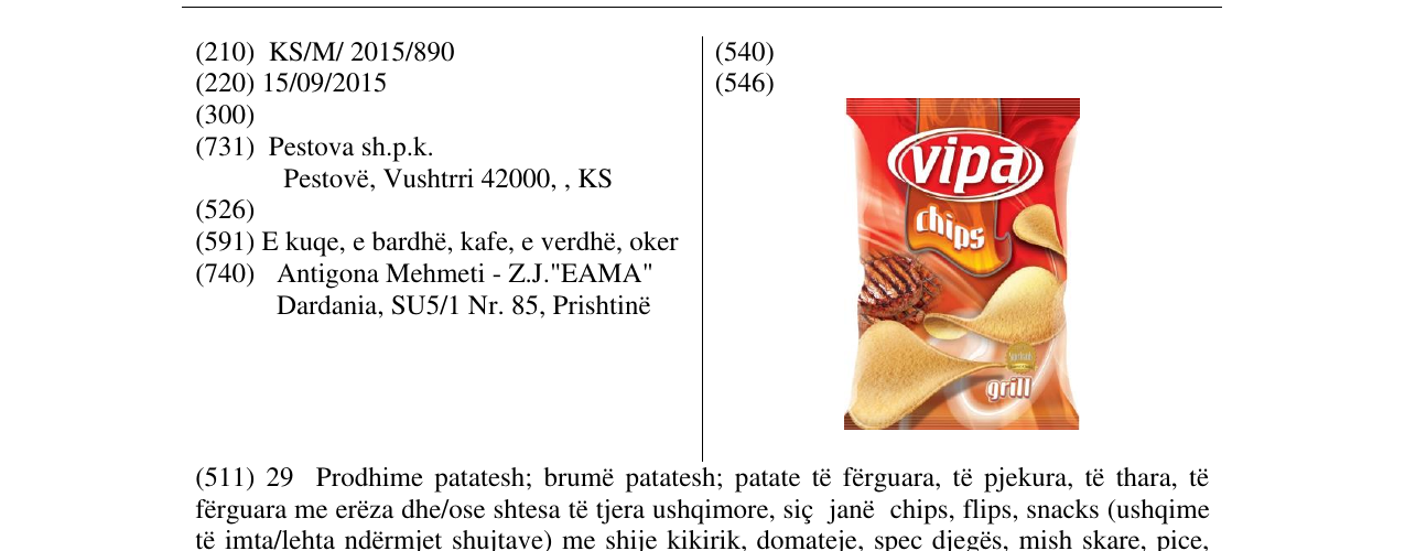 Zëri i markës vipa chips në buletin