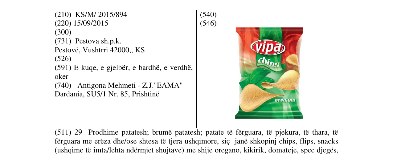 Zëri i markës vipa chips në buletin