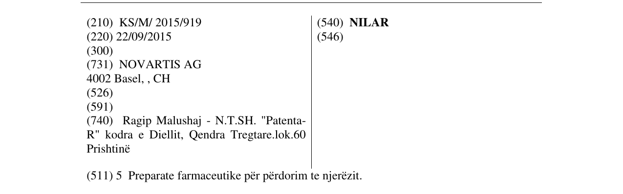 Zëri i markës NILAR në buletin