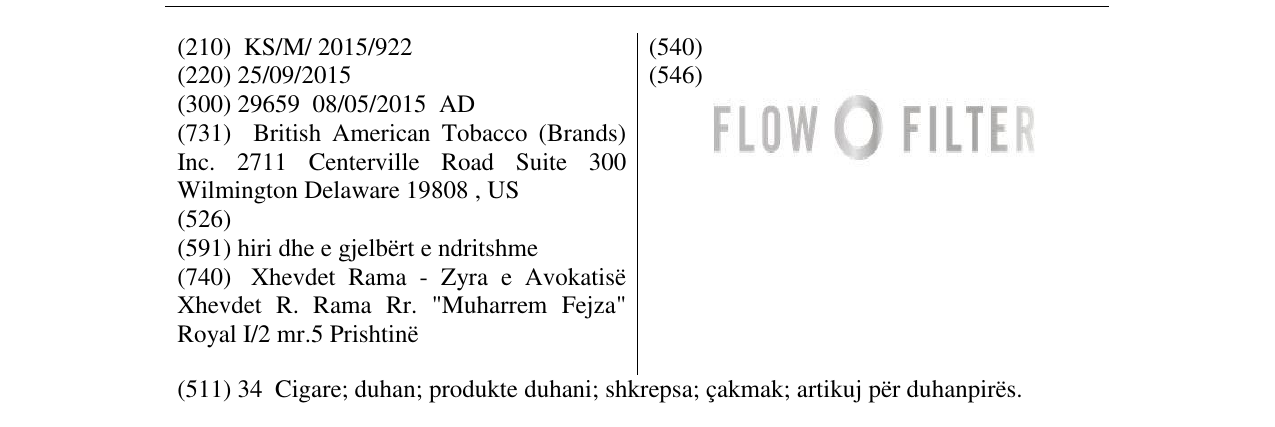 Zëri i markës FLOW FILTER në buletin