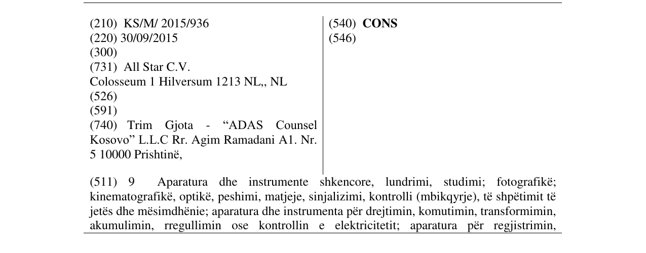 Zëri i markës CONS në buletin