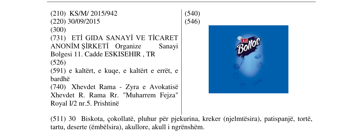 Zëri i markës ETi Bollos në buletin