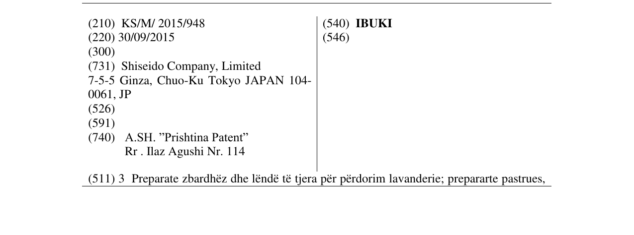 Zëri i markës IBUKI në buletin