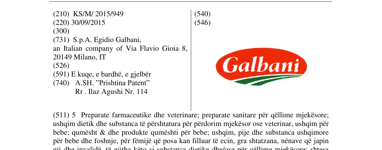 Zëri i markës Galbani në buletin