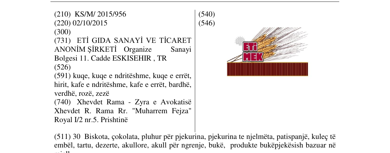 Zëri i markës ETi MEK në buletin