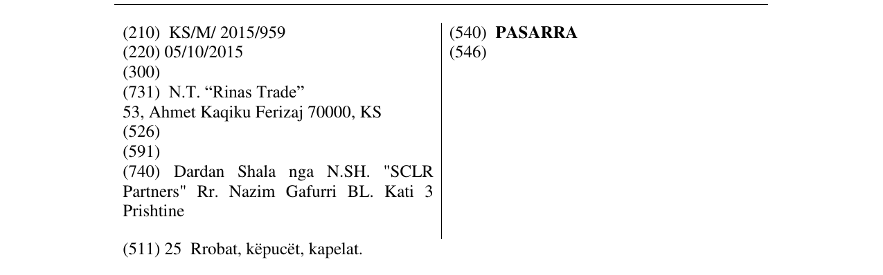 Zëri i markës PASARRA në buletin