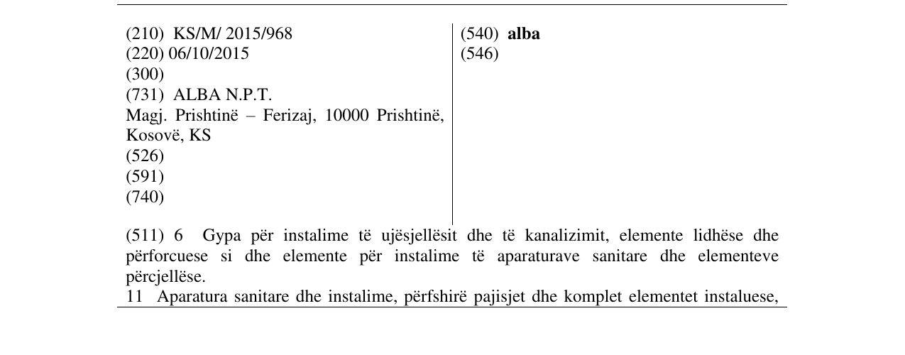 Zëri i markës alba në buletin