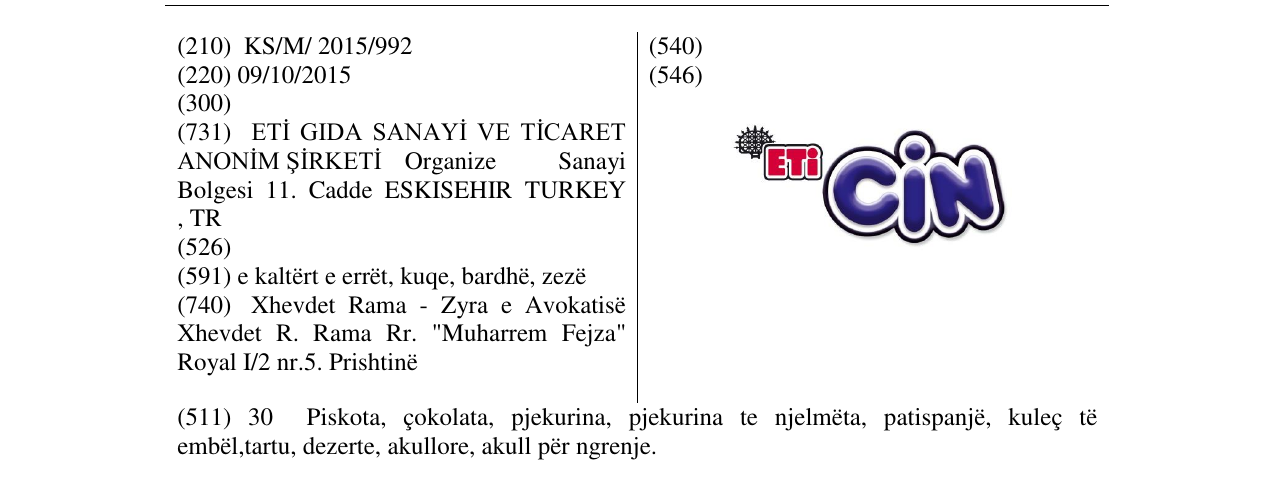 Zëri i markës ETi CiN në buletin