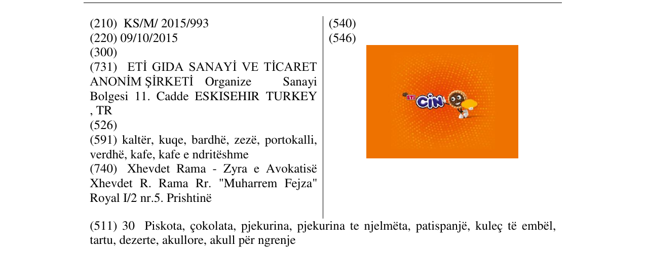 Zëri i markës ETi CiN në buletin