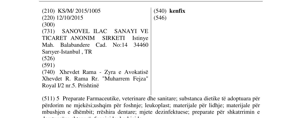 Zëri i markës kenfix në buletin