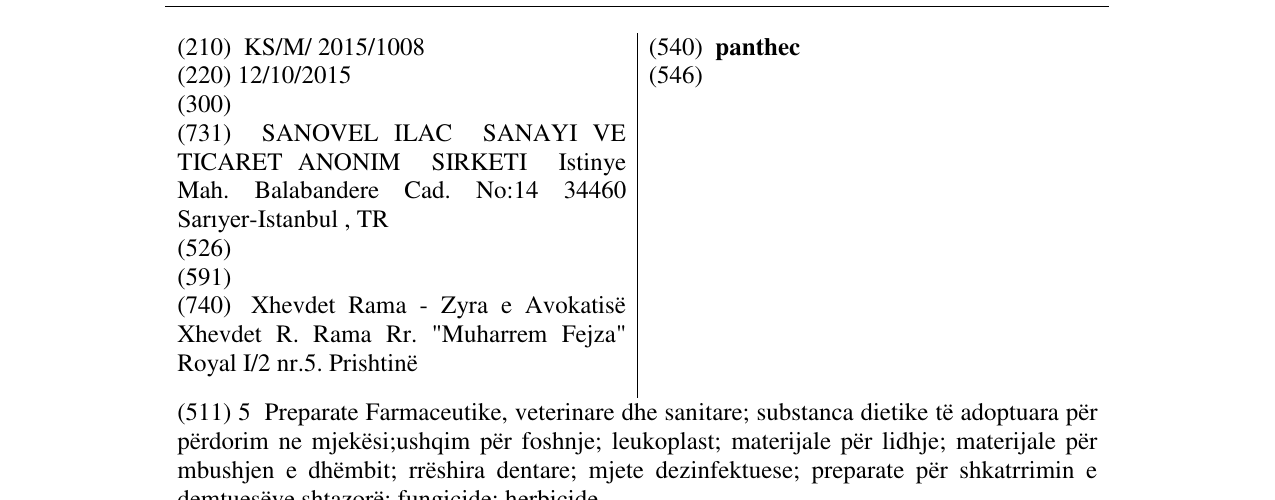 Zëri i markës panthec në buletin