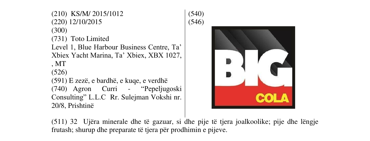 Zëri i markës BIG COLA në buletin