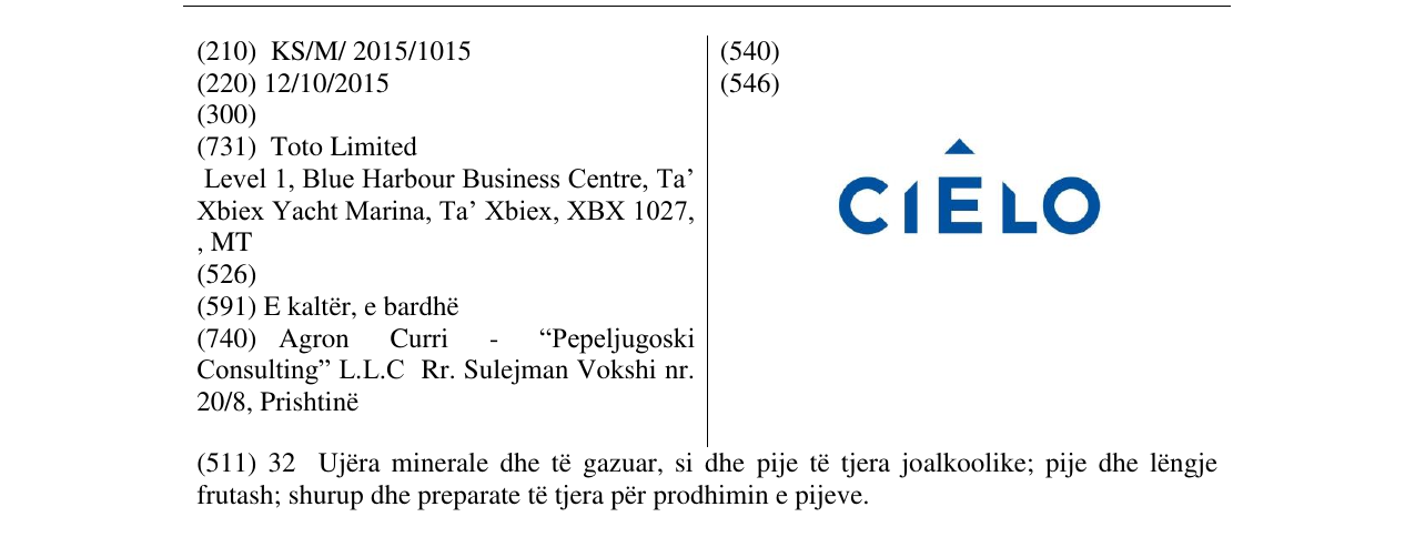 Zëri i markës CIELO në buletin