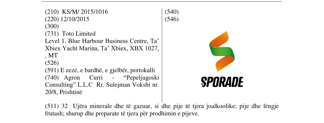 Zëri i markës SPORADE në buletin
