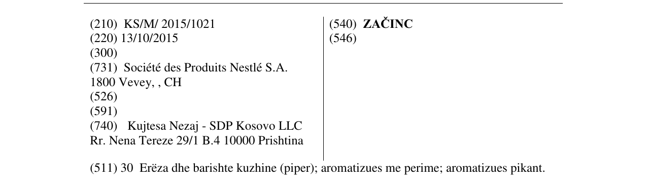 Zëri i markës ZAČINC në buletin