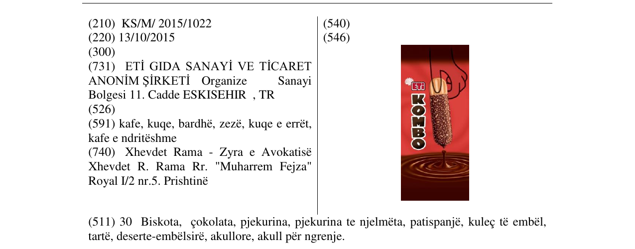 Zëri i markës ETi KOMBO në buletin