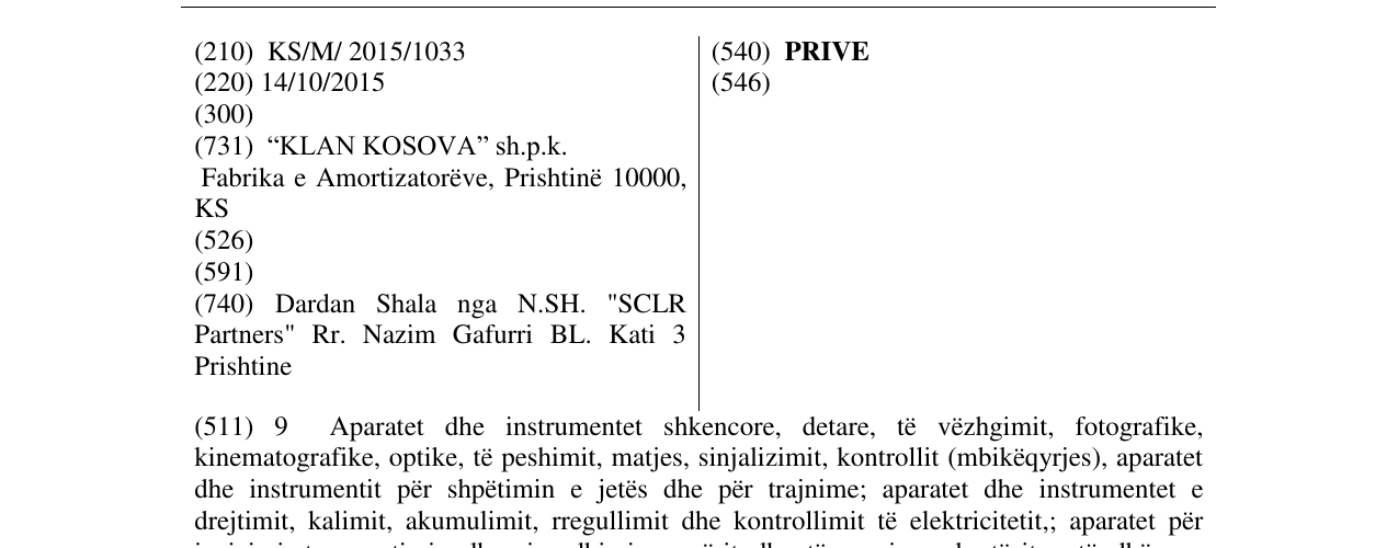 Zëri i markës PRIVE në buletin