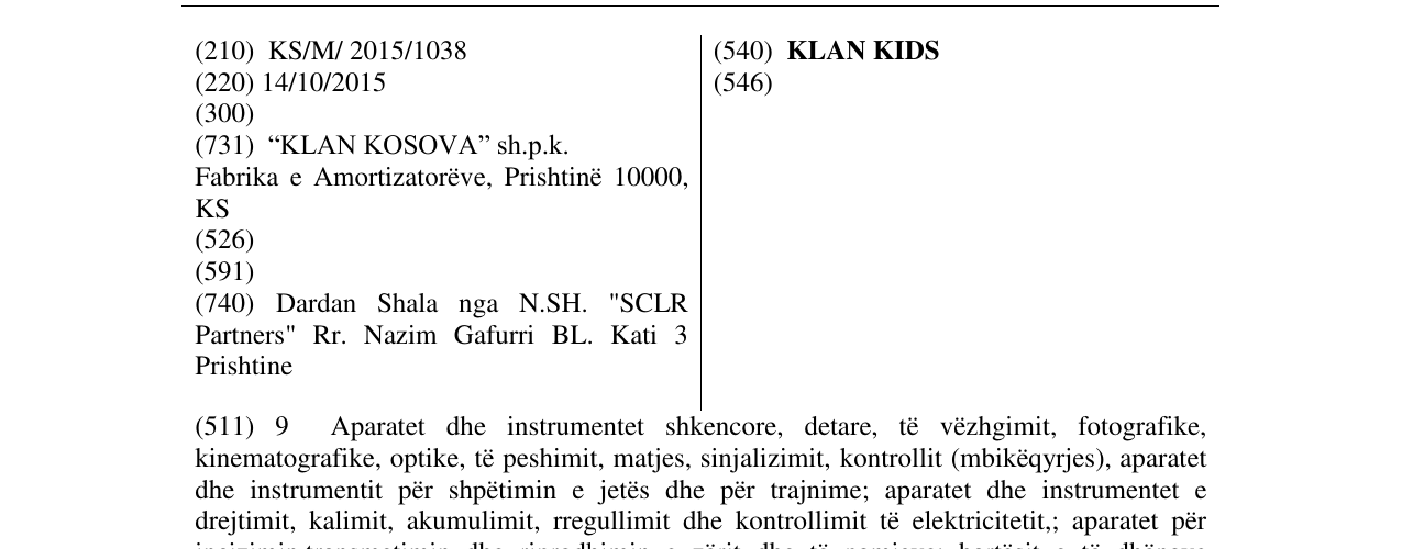 Zëri i markës KLAN KIDS në buletin