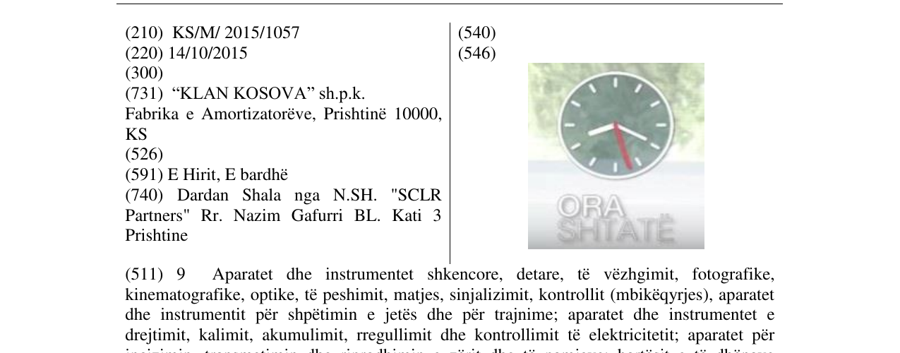 Zëri i markës ORA SHTATE në buletin