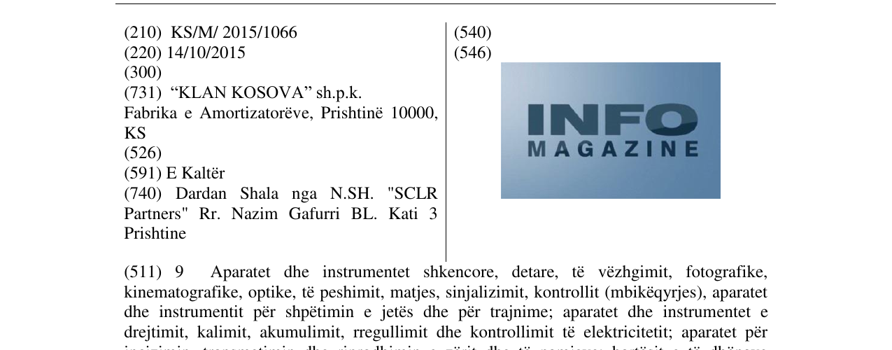 Zëri i markës INFO MAGAZINE në buletin