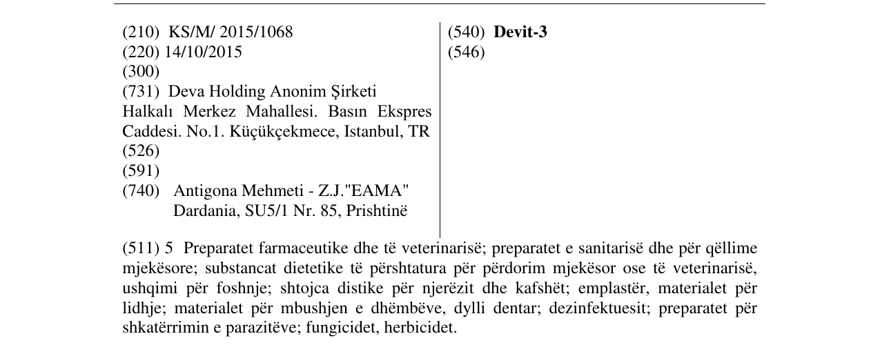 Zëri i markës Devit-3 në buletin