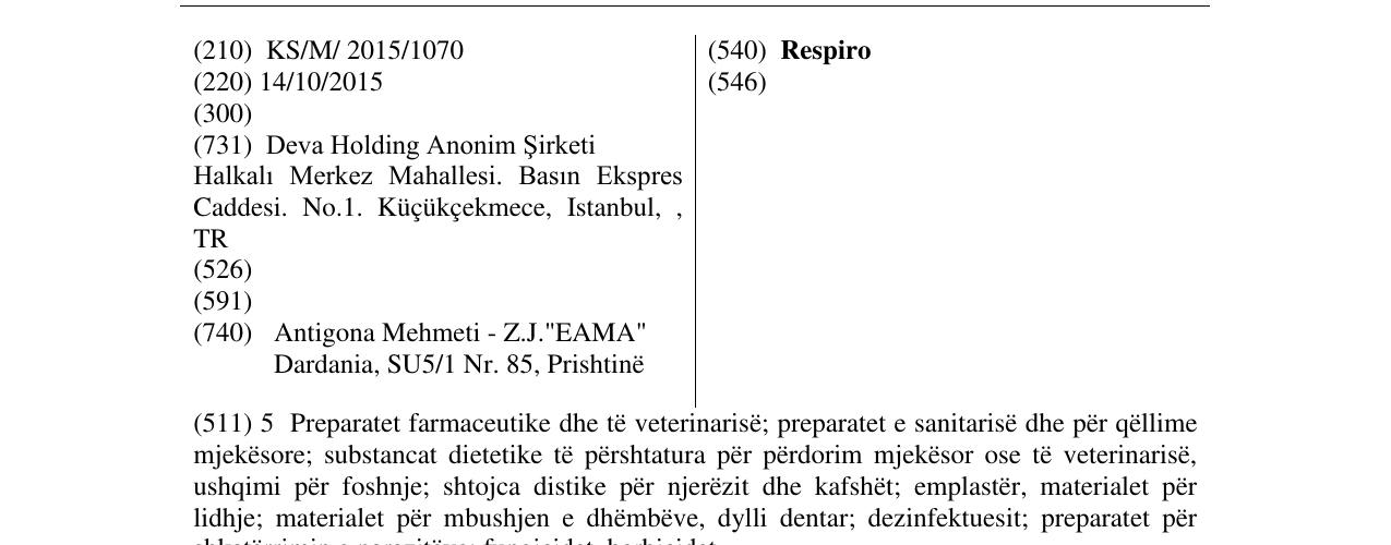 Zëri i markës Respiro në buletin