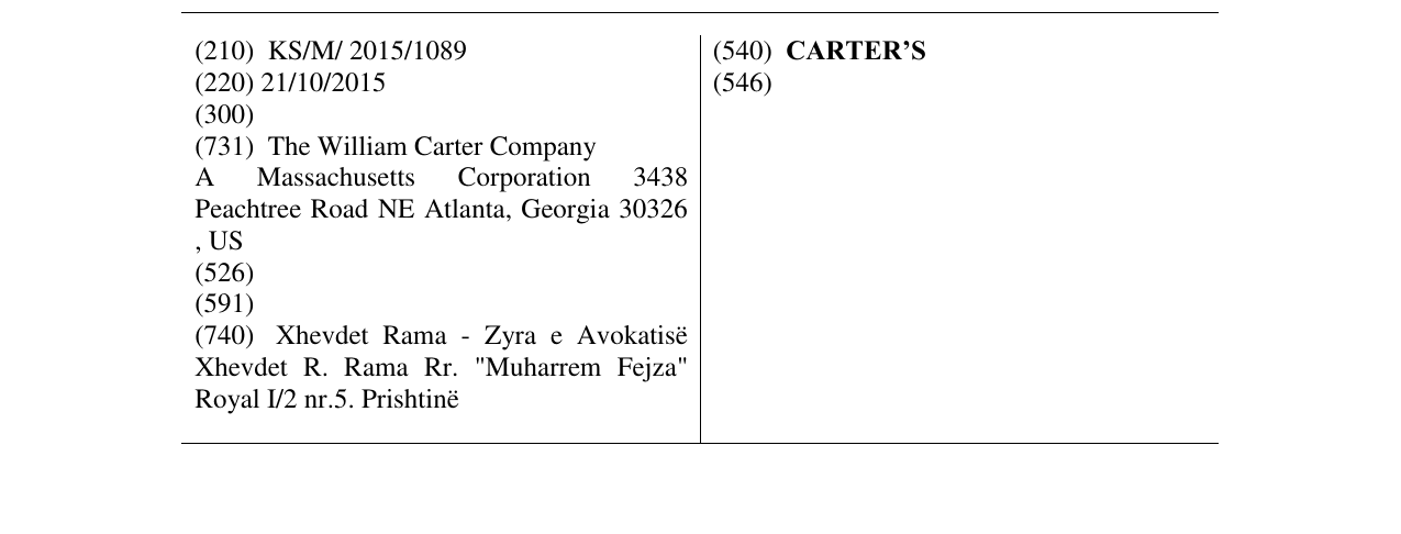Zëri i markës CARTER’S në buletin