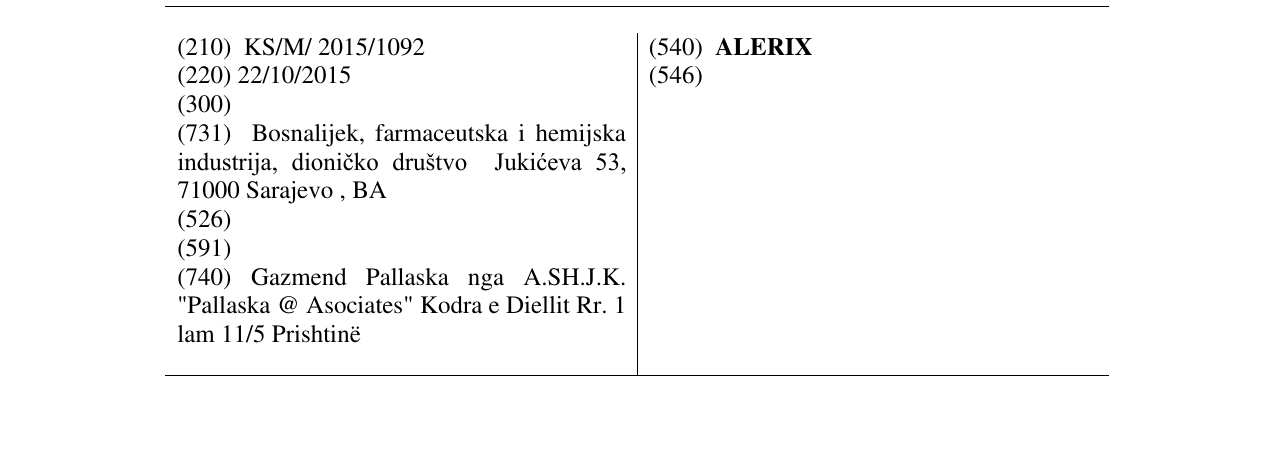Zëri i markës ALERIX në buletin