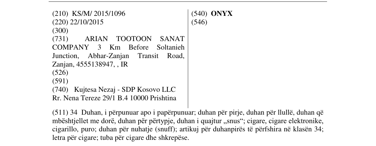 Zëri i markës ONYX në buletin