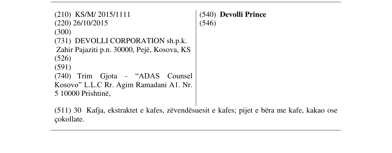 Zëri i markës Devolli Prince në buletin