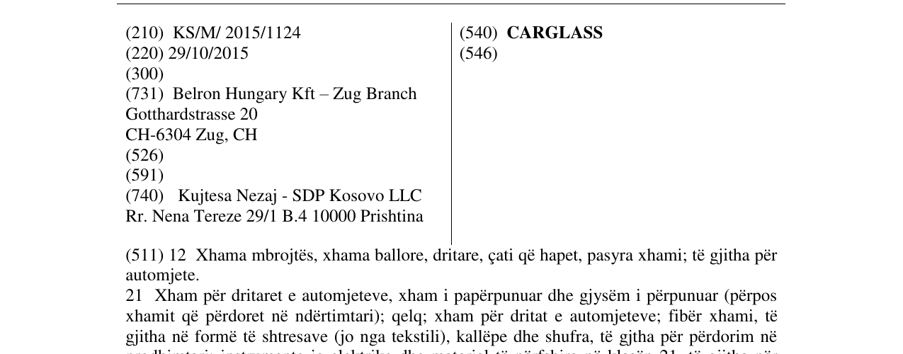 Zëri i markës CARGLASS në buletin