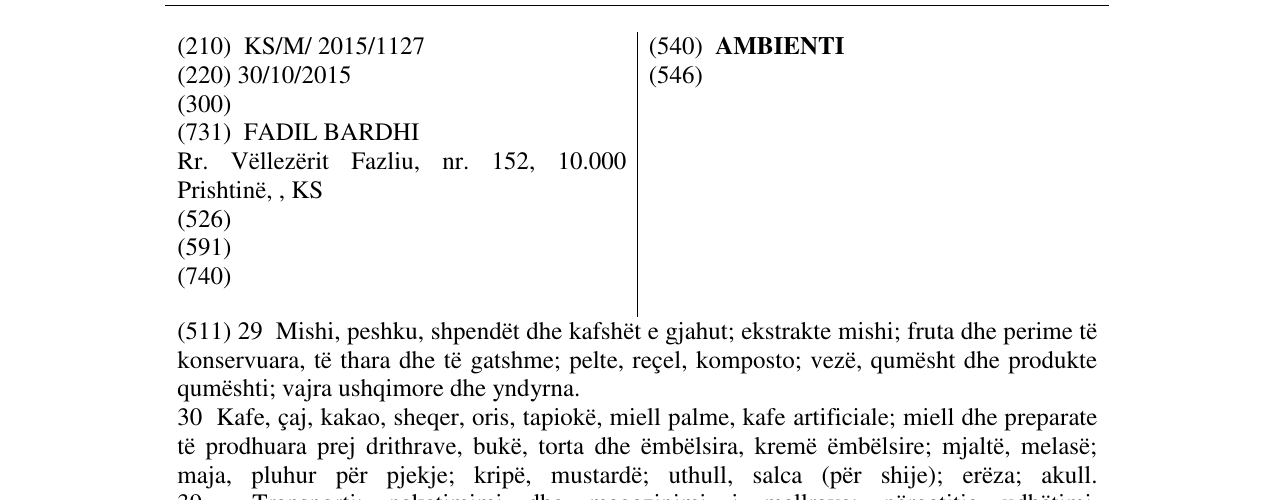 Zëri i markës AMBIENTI në buletin