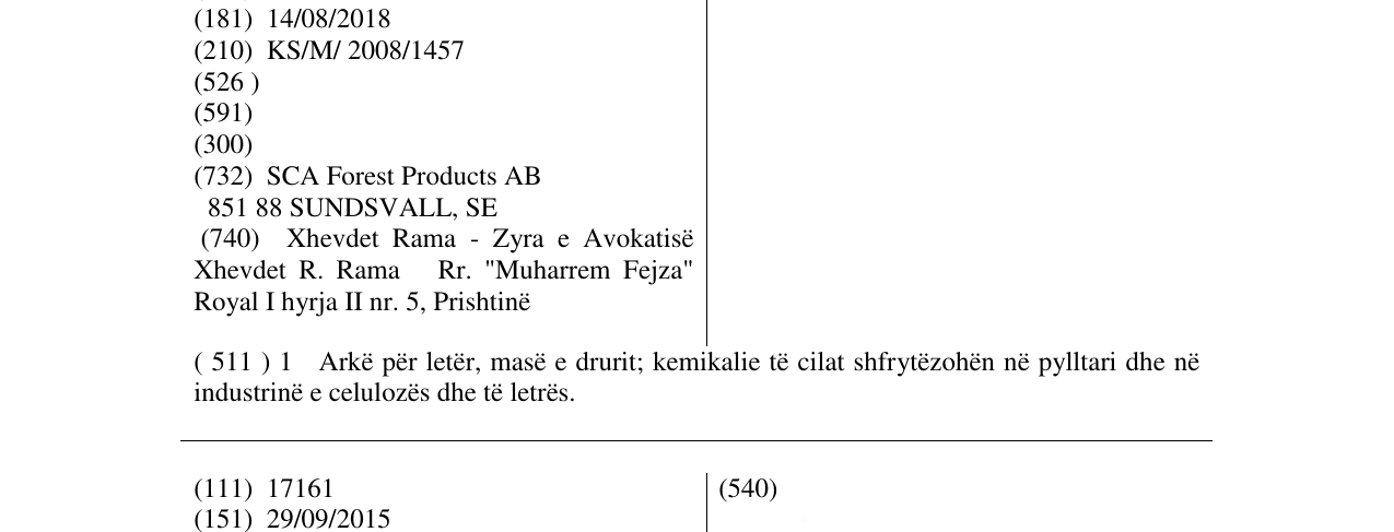 Zëri i markës CELESTE në buletin
