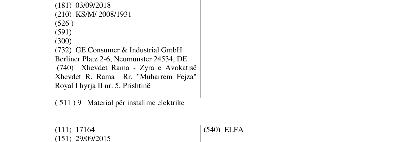 Zëri i markës Elfa-Automat në buletin
