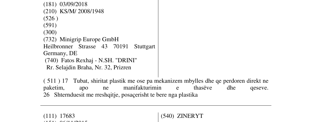 Zëri i markës MINIGRIP në buletin