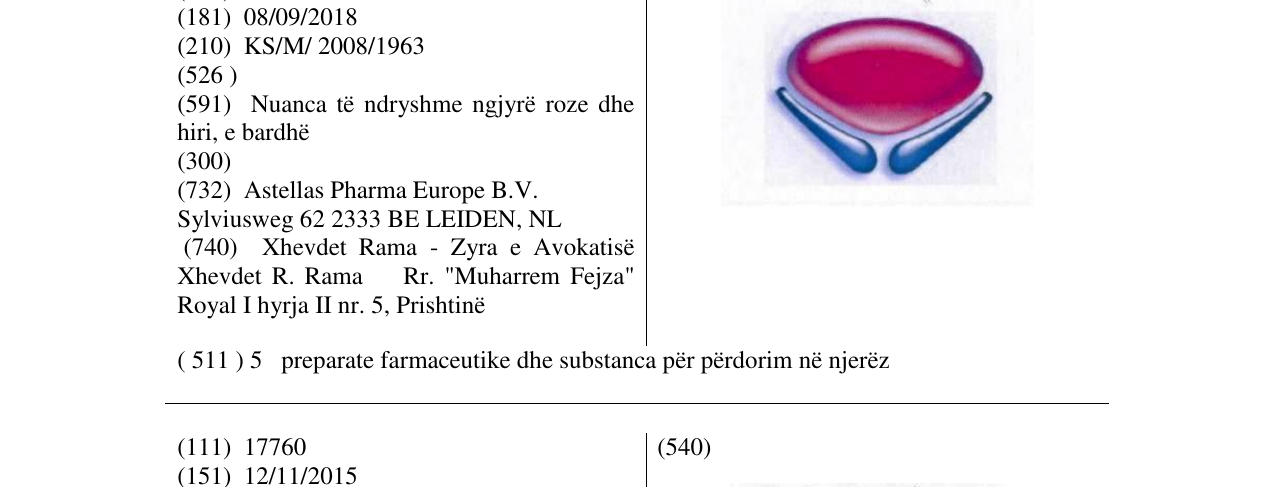 Zëri i markës VESICARE në buletin