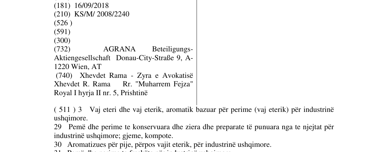 Zëri i markës AGRANA FRUIT në buletin