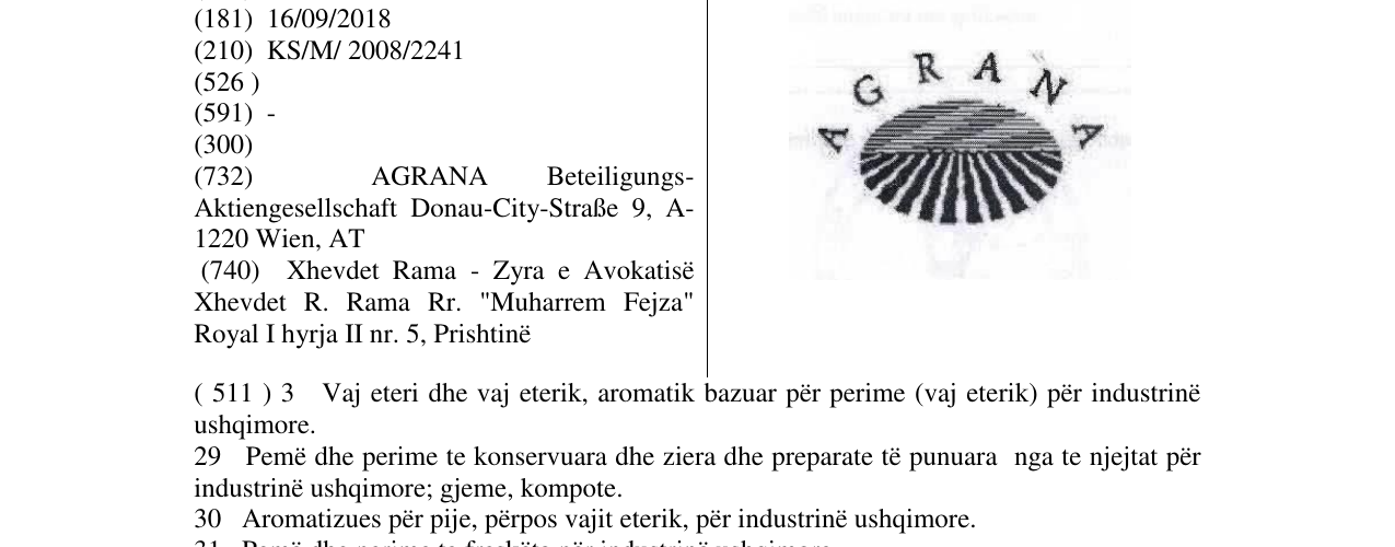 Zëri i markës AGRANA në buletin