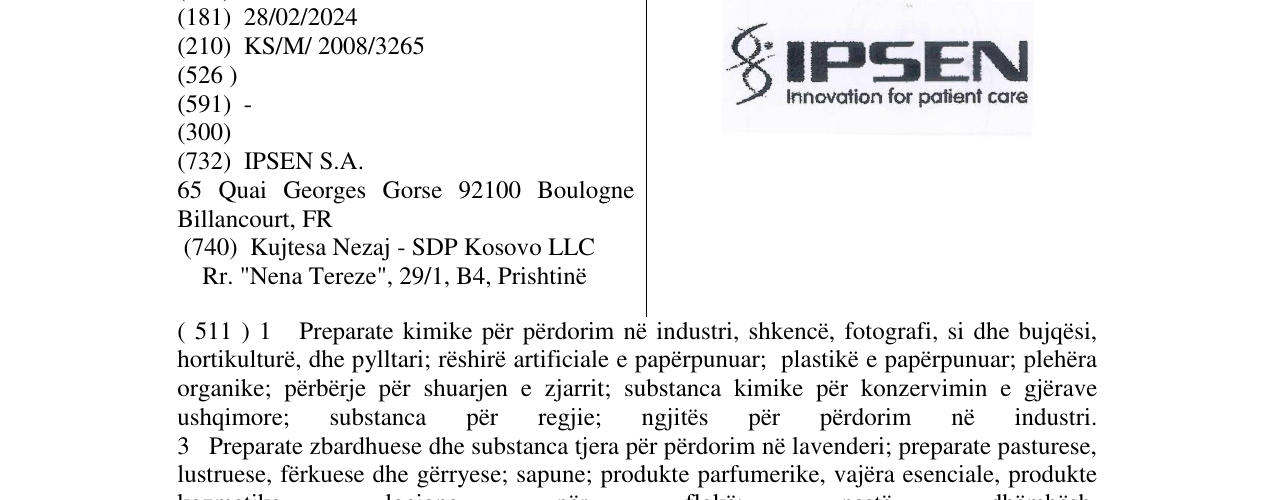 Zëri i markës IPSEN Innovation for patient care në buletin
