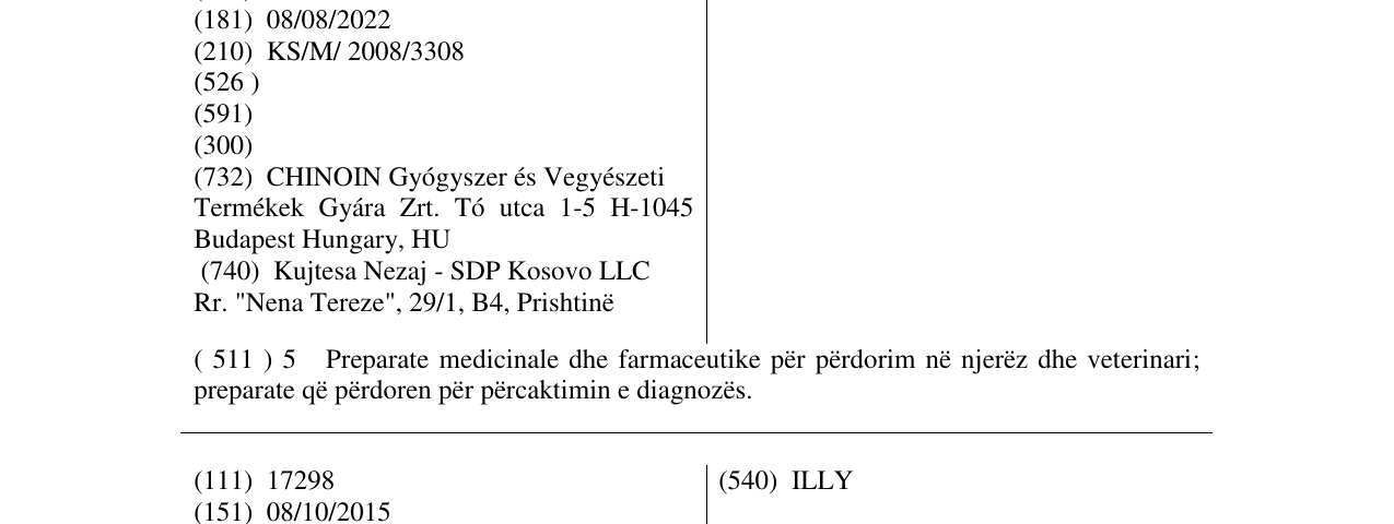 Zëri i markës LIBEXIN në buletin