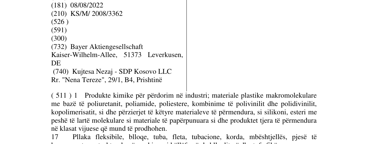 Zëri i markës Makrolon në buletin