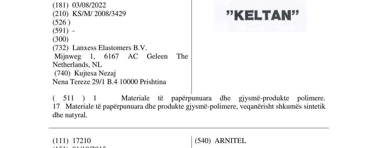 Zëri i markës KELTAN në buletin