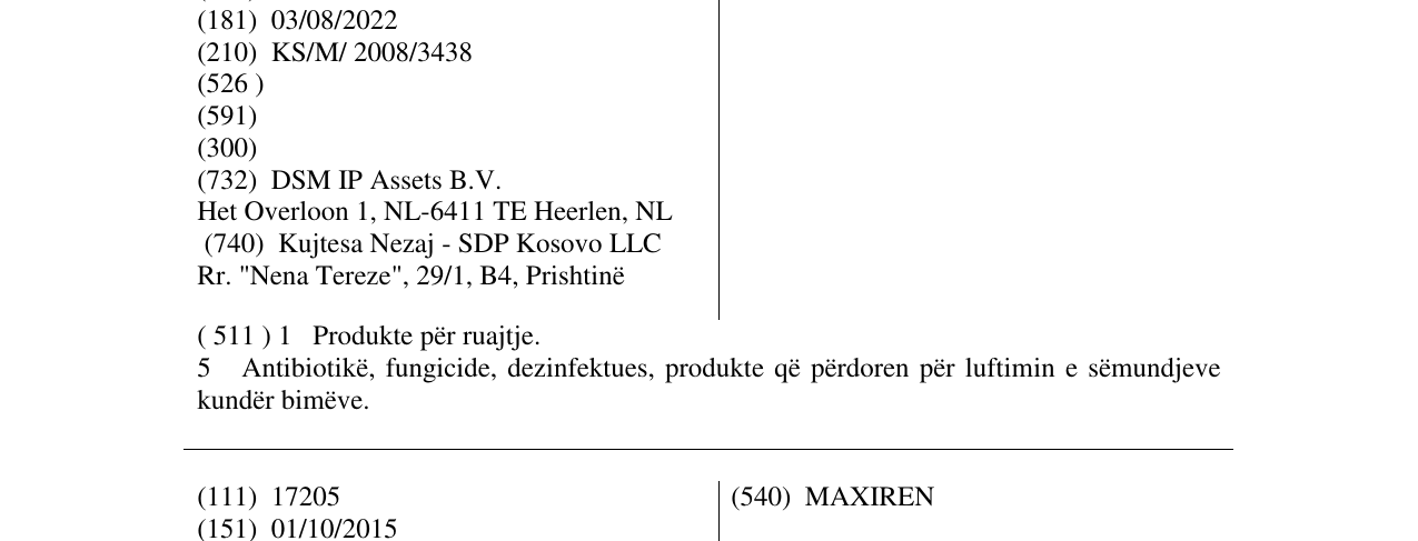 Zëri i markës DELVOCID në buletin