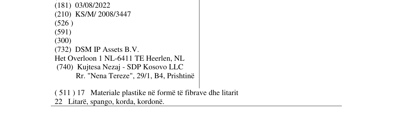Zëri i markës DYNEEMA në buletin