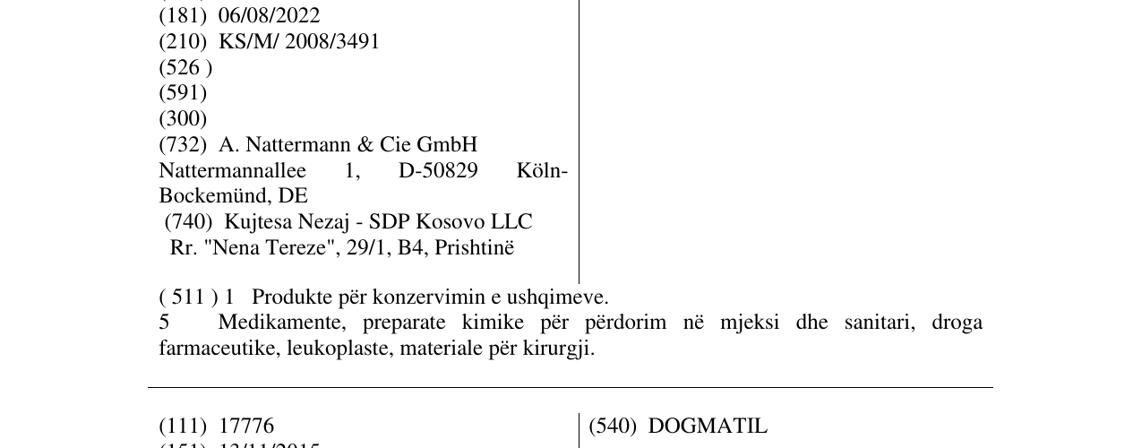 Zëri i markës ESSAVEN në buletin